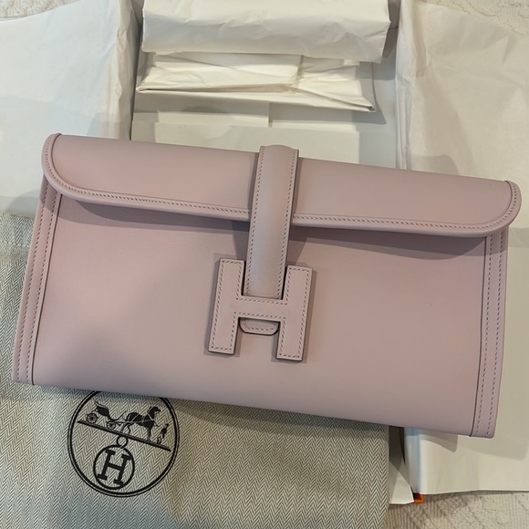 COPY - 2023 HERMES JIGE CLUTCH LIGHT MEAUVE/PINK SWIFT NEW IN BOX - Picture 3 of 10